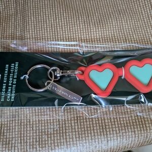Starbucks Red and Mint Heart Keychain